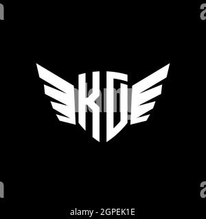 KD Monogram Logo geometric initial with wing shape style design template. Wing initial logo design isolated in black background Stock Vector