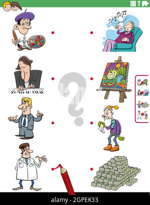 match people characters and objects educational task Stock Vector