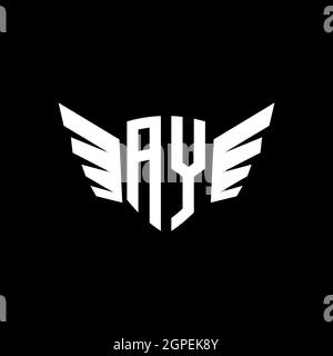 AY Monogram Logo geometric initial with wing shape style design template. Wing initial logo design isolated in black background Stock Vector