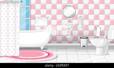 Bathroom interior design with furniture illustration Stock Vector