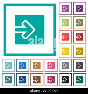 Import object solid flat color icons with quadrant frames on white background Stock Vector