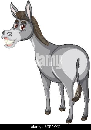 Donkey animal cartoon character  illustration Stock Vector