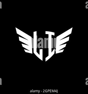 LI Monogram Logo geometric initial with wing shape style design template. Wing initial logo design isolated in black background Stock Vector