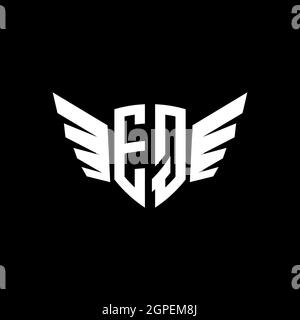 EQ Monogram Logo geometric initial with wing shape style design template. Wing initial logo design isolated in black background Stock Vector