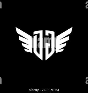 DG Monogram Logo geometric initial with wing shape style design template. Wing initial logo design isolated in black background Stock Vector