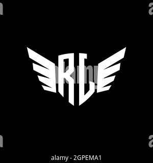 RJ Monogram Logo geometric initial with wing shape style design template. Wing initial logo design isolated in black background Stock Vector