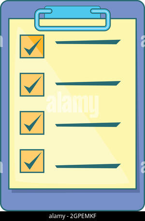 Clipboard check list icon, cartoon style Stock Vector