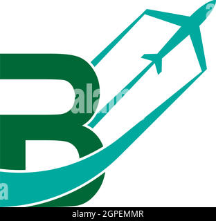 Letter B with plane logo icon design vector Stock Vector
