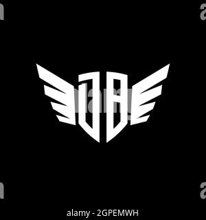 DB Monogram Logo geometric initial with wing shape style design template. Wing initial logo design isolated in black background Stock Vector