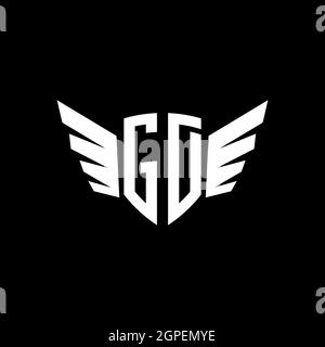 GD Monogram Logo geometric initial with wing shape style design template. Wing initial logo design isolated in black background Stock Vector