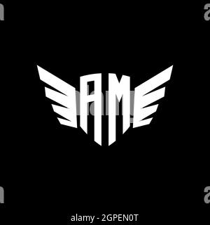 AM Monogram Logo geometric initial with wing shape style design template. Wing initial logo design isolated in black background Stock Vector