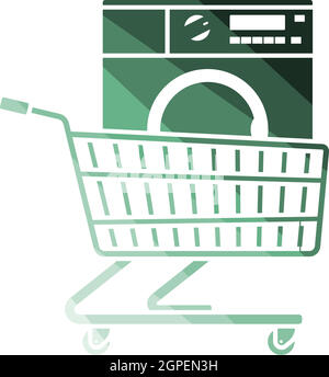Shopping Cart With Washing Machine Icon Stock Vector