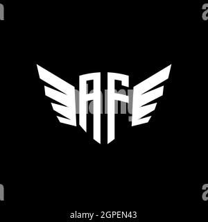 AF Monogram Logo geometric initial with wing shape style design template. Wing initial logo design isolated in black background Stock Vector