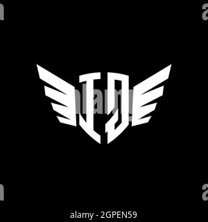 IQ Monogram Logo geometric initial with wing shape style design template. Wing initial logo design isolated in black background Stock Vector