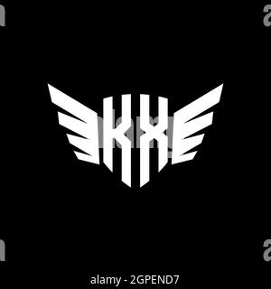 KX Monogram Logo geometric initial with wing shape style design template. Wing initial logo design isolated in black background Stock Vector
