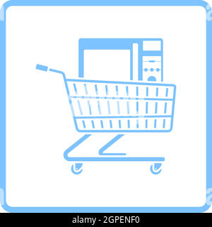 Shopping Cart With Microwave Oven Icon Stock Vector
