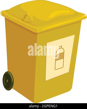 Yellow trashcan icon, cartoon style Stock Vector