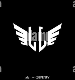 LJ Monogram Logo geometric initial with wing shape style design template. Wing initial logo design isolated in black background Stock Vector