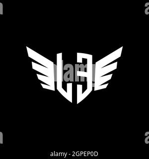 LE Monogram Logo geometric initial with wing shape style design template. Wing initial logo design isolated in black background Stock Vector