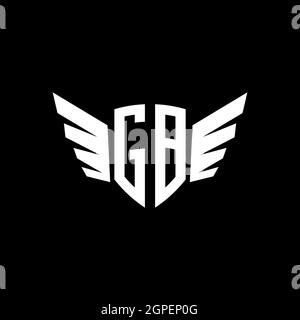 GB Monogram Logo geometric initial with wing shape style design template. Wing initial logo design isolated in black background Stock Vector