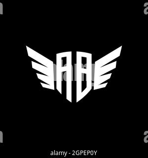 AB Monogram Logo geometric initial with wing shape style design template. Wing initial logo design isolated in black background Stock Vector