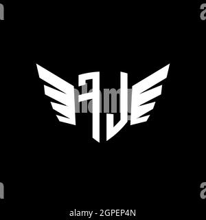 FL Monogram Logo geometric initial with wing shape style design template. Wing initial logo design isolated in black background Stock Vector