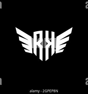 RK Monogram Logo geometric initial with wing shape style design template. Wing initial logo design isolated in black background Stock Vector