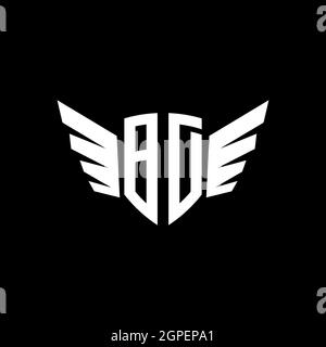 BD Monogram Logo geometric initial with wing shape style design template. Wing initial logo design isolated in black background Stock Vector