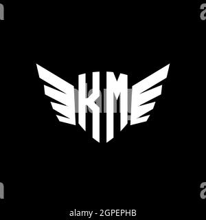 KM Monogram Logo geometric initial with wing shape style design template. Wing initial logo design isolated in black background Stock Vector