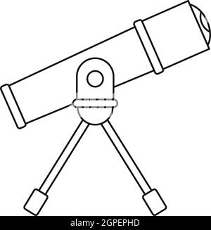 Telescope icon, outline style Stock Vector