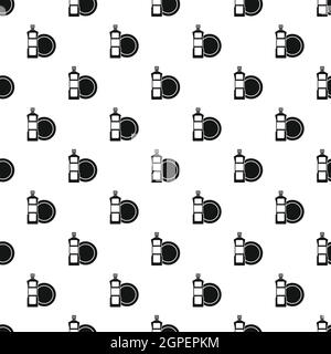Bottle of dish soap and dish pattern, simple style Stock Vector