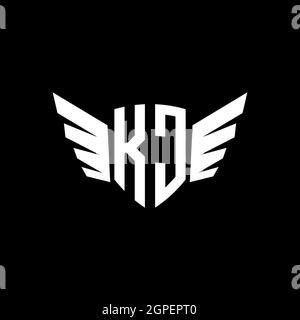 KC Monogram Logo geometric initial with wing shape style design template. Wing initial logo design isolated in black background Stock Vector