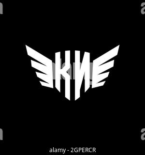 KN Monogram Logo geometric initial with wing shape style design template. Wing initial logo design isolated in black background Stock Vector