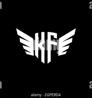 KF Monogram Logo geometric initial with wing shape style design template. Wing initial logo design isolated in black background Stock Vector