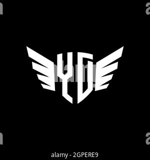 YD Monogram Logo geometric initial with wing shape style design template. Wing initial logo design isolated in black background Stock Vector