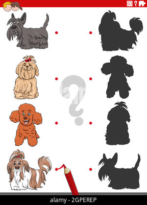 shadow game for kids with cartoon dogs coloring page Stock Vector Image ...