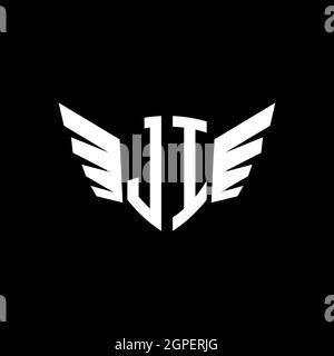 JI Monogram Logo geometric initial with wing shape style design template. Wing initial logo design isolated in black background Stock Vector
