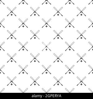 Crossed baseball bats and ball pattern Stock Vector