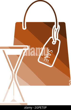 Sale Bag With Hourglass Icon Stock Vector