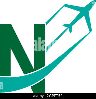 Letter N with plane logo icon design vector Stock Vector