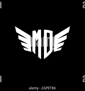 MO Monogram Logo geometric initial with wing shape style design template. Wing initial logo design isolated in black background Stock Vector