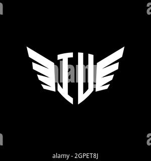 IU Monogram Logo geometric initial with wing shape style design template. Wing initial logo design isolated in black background Stock Vector