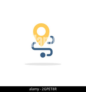 Location. Map and navigation. Icon with shadow. Commerce glyph vector illustration Stock Vector