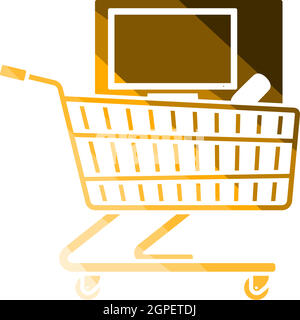 Shopping Cart With PC Icon Stock Vector