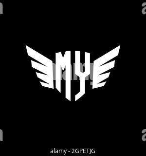 MY Monogram Logo geometric initial with wing shape style design template. Wing initial logo design isolated in black background Stock Vector