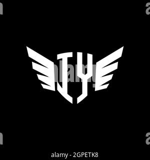 IY Monogram Logo geometric initial with wing shape style design template. Wing initial logo design isolated in black background Stock Vector