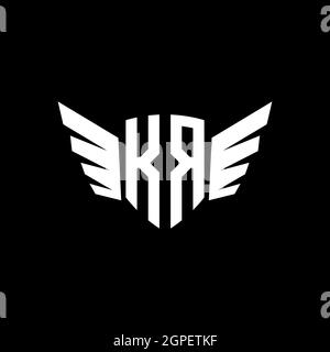 KR Monogram Logo geometric initial with wing shape style design template. Wing initial logo design isolated in black background Stock Vector