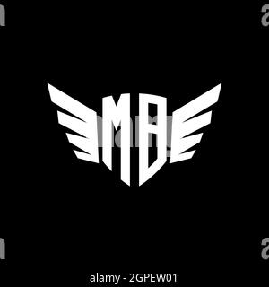 MB Monogram Logo geometric initial with wing shape style design template. Wing initial logo design isolated in black background Stock Vector