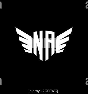 NA Monogram Logo geometric initial with wing shape style design template. Wing initial logo design isolated in black background Stock Vector