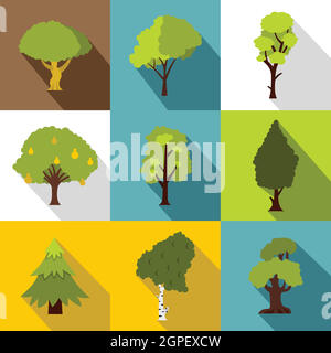 Kind of trees icons set, flat style Stock Vector Image & Art - Alamy
